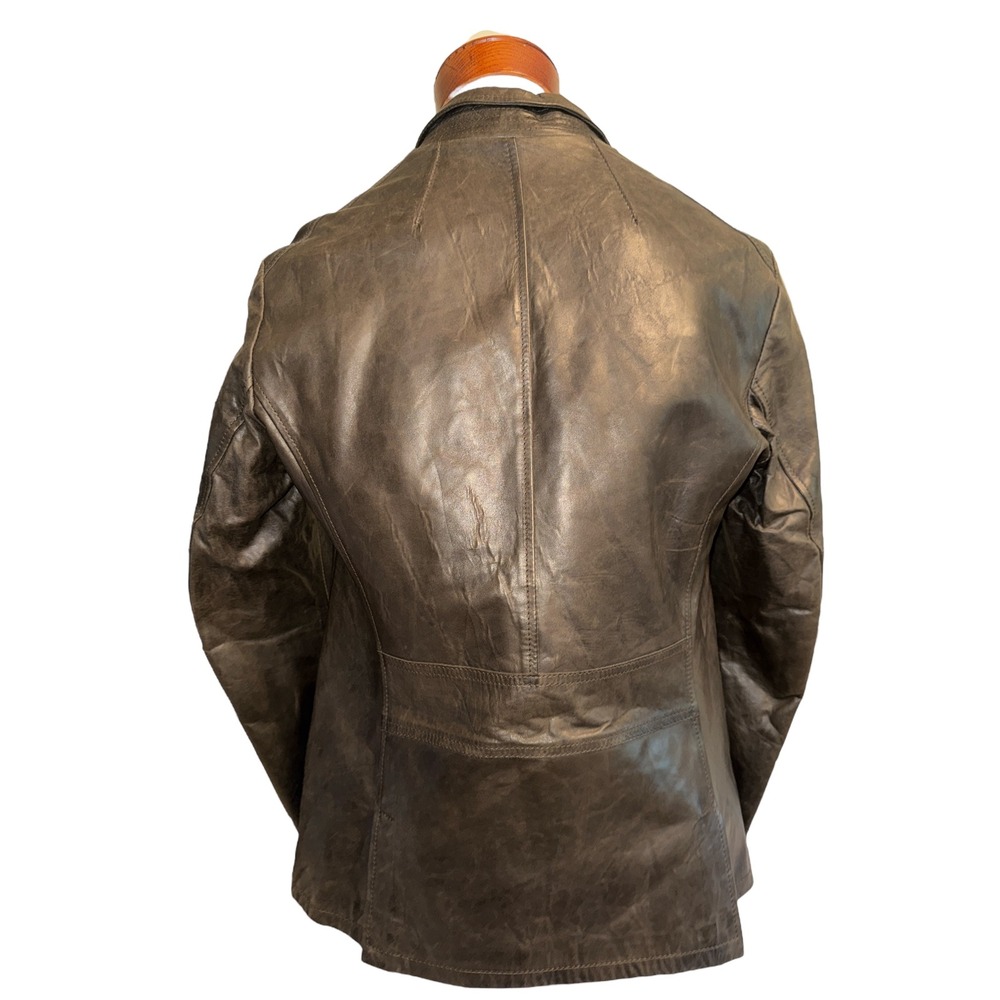 Henry Beguelin | Vintage Handmade Italian Leather Blazer Coat Brown Men's M/L - Picture 4 of 16